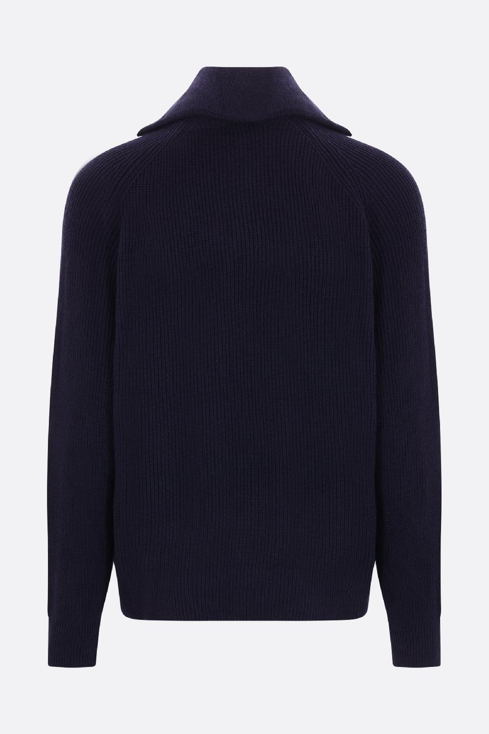MAISON KITSUNÉ pullover half-zip in misto lana patch Bold Fox Head Offerta settimanale