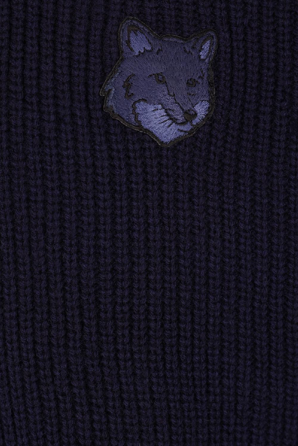 MAISON KITSUNÉ pullover half-zip in misto lana patch Bold Fox Head Offerta settimanale