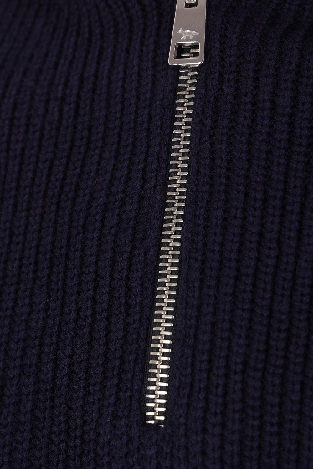 MAISON KITSUNÉ pullover half-zip in misto lana patch Bold Fox Head Offerta settimanale