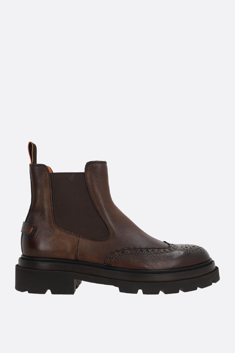 SANTONI stivaletto Blockage in pelle matellata