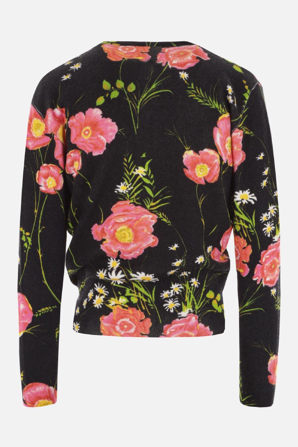 BALENCIAGA cardigan cropped in lana stampa Poppy Black Friday