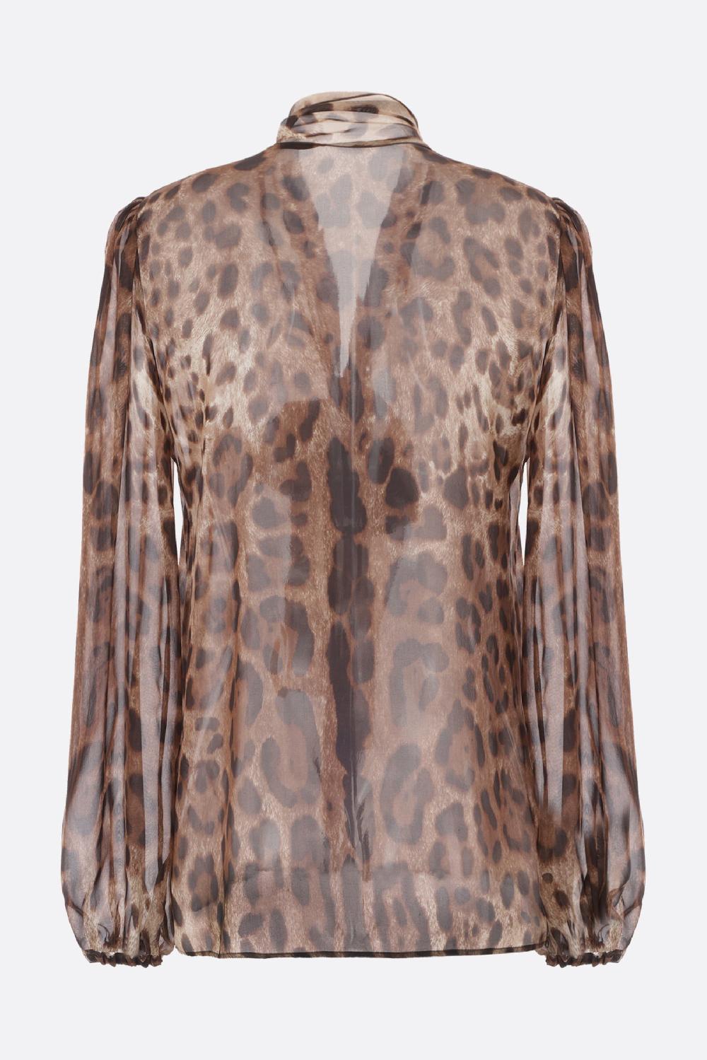 DOLCE & GABBANA camicia in chiffon stampa Leo New Offerta Anniversario