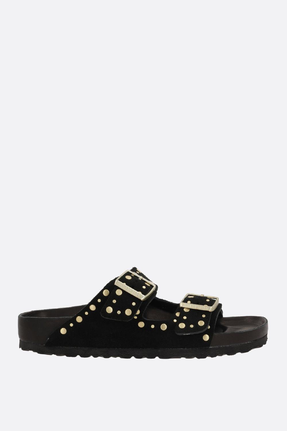 BIRKENSTOCK sandalo flat Arizona Rivet Border in suede (Narrow Fit)
