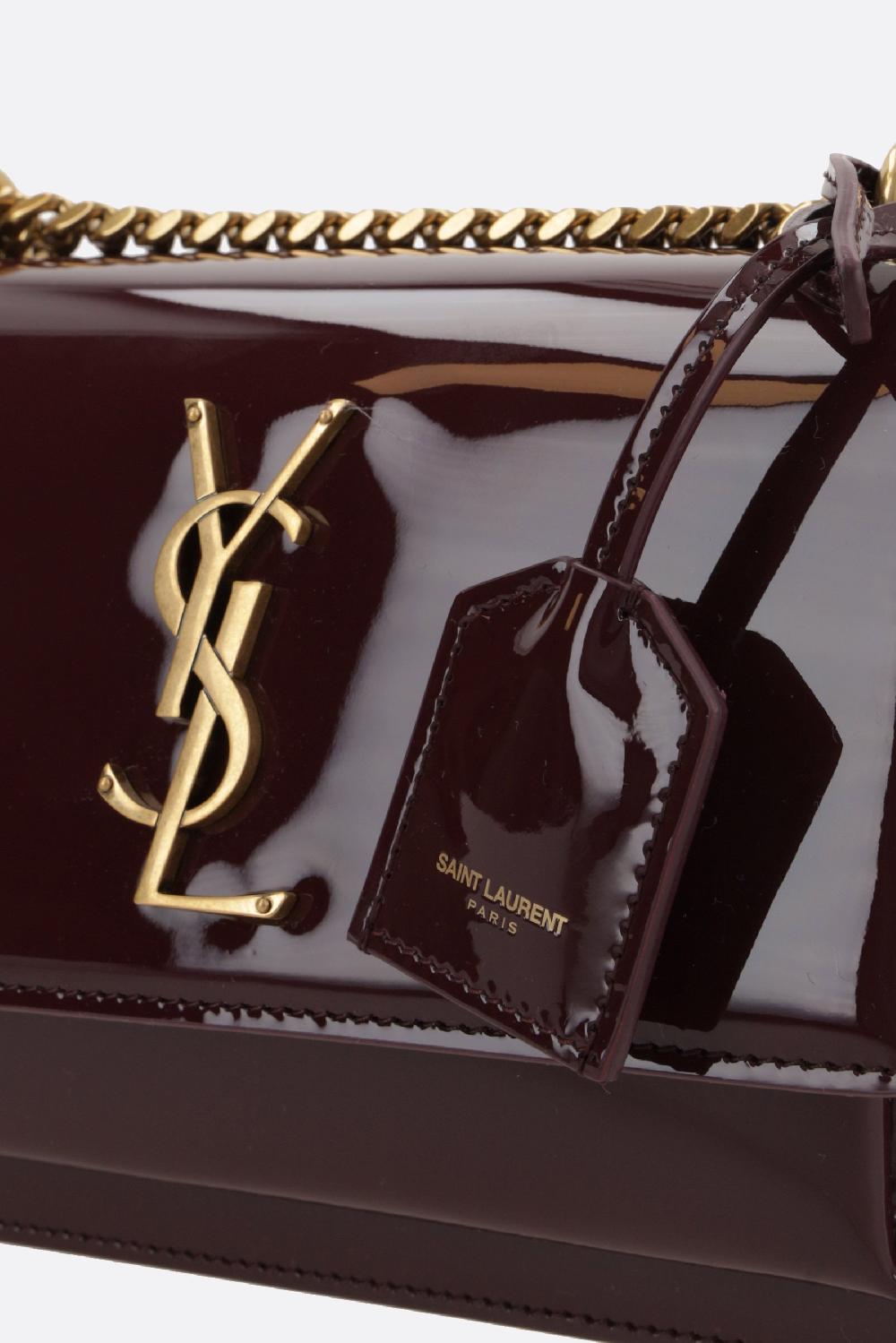 SAINT LAURENT borsa a spalla Sunset small in vernice Ultimi due giorni