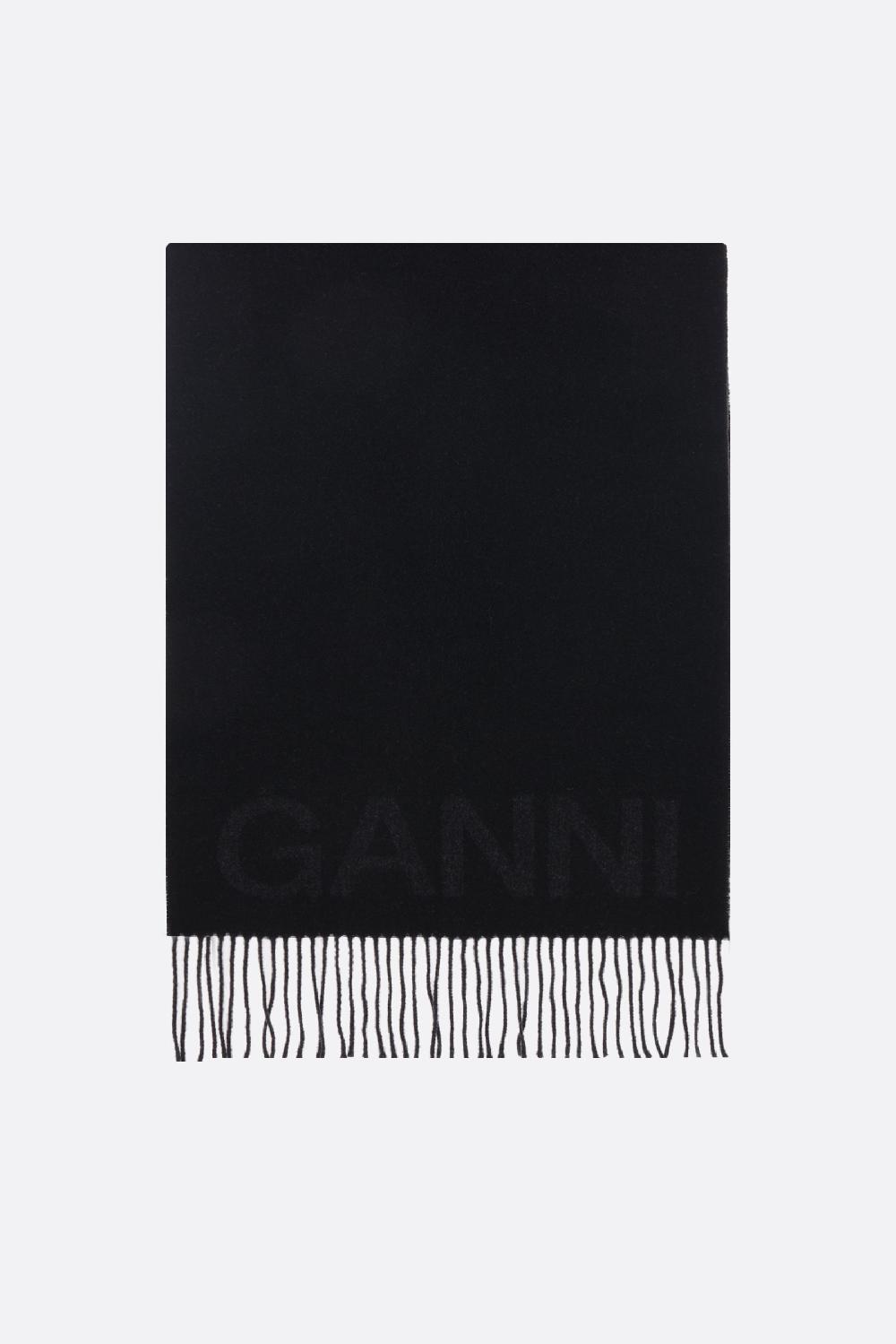 GANNI sciarpa in lana con logo