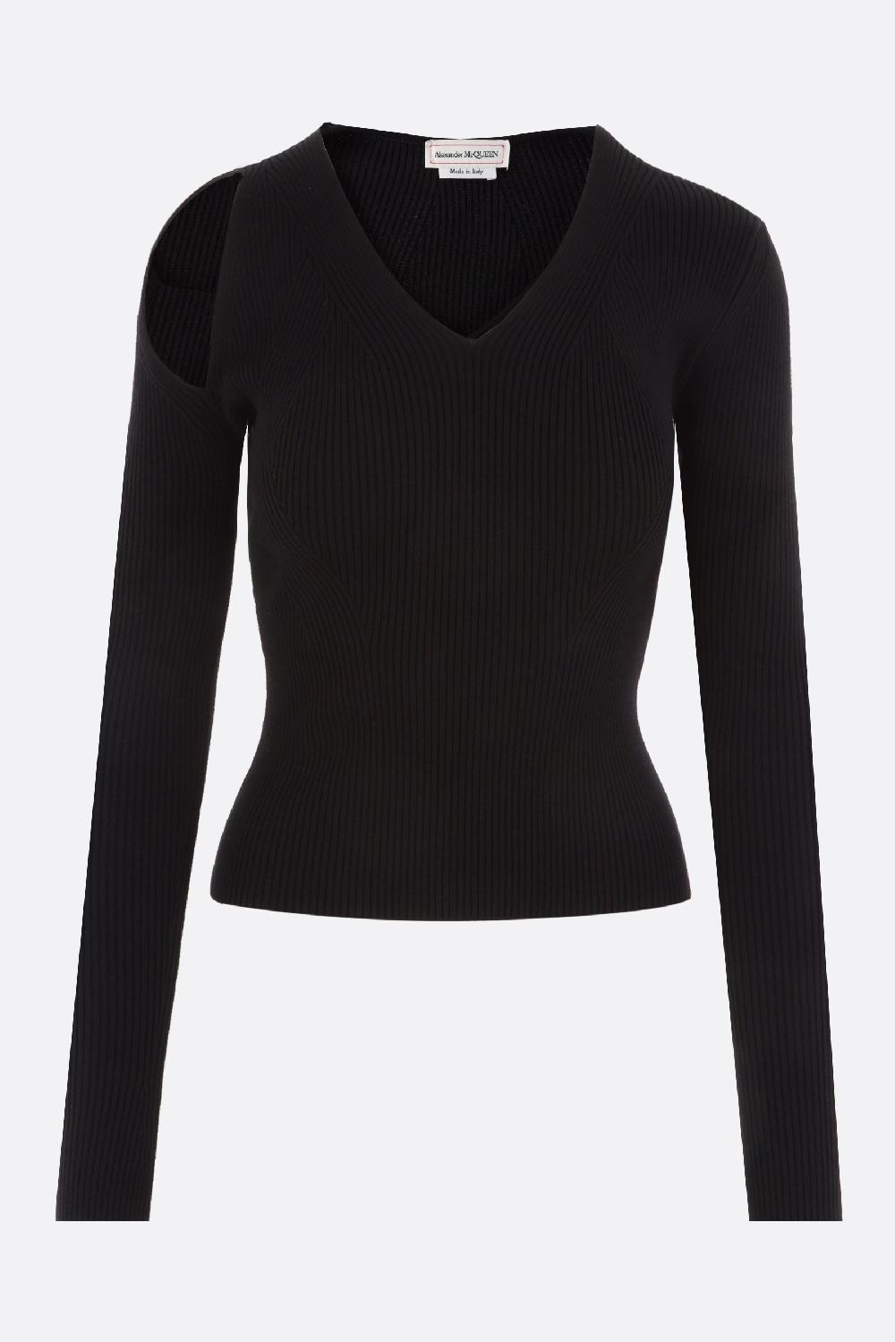ALEXANDER McQUEEN pullover in lana stretch con cut-out In vendita