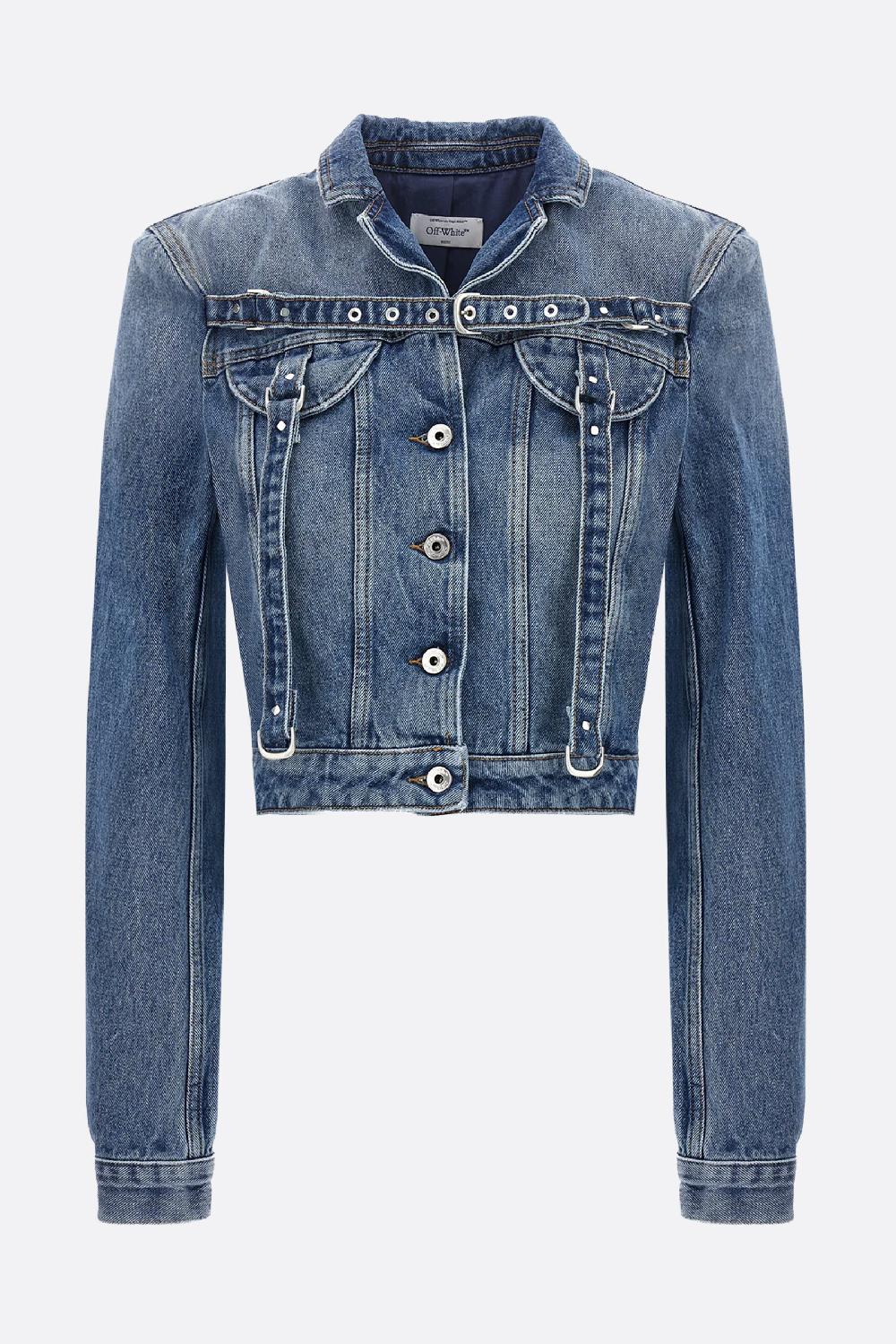 OFF WHITE giubbotto cargo cropped in denim