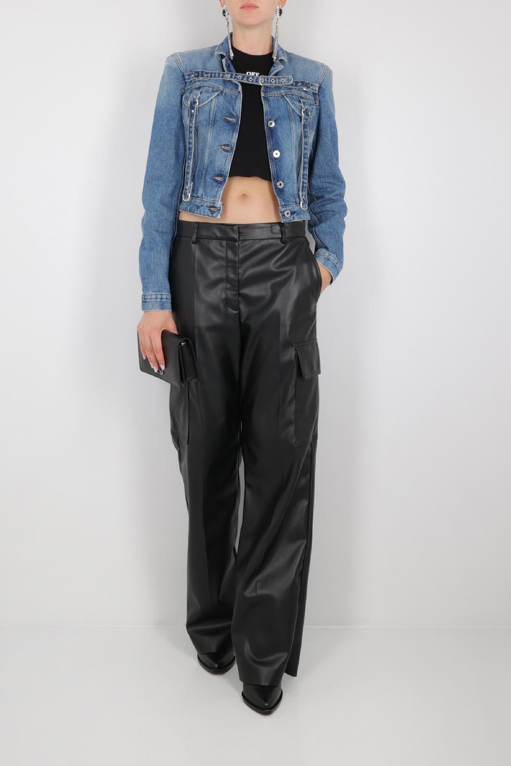 OFF WHITE giubbotto cargo cropped in denim In Linea