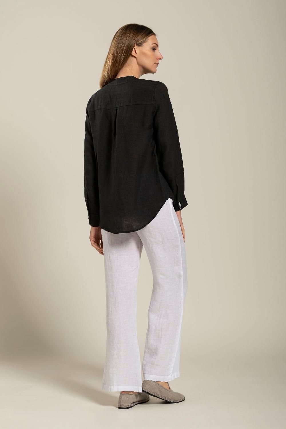 120% Lino Long Sleeve Blouse With V-Neck and Sequin Detail Online
