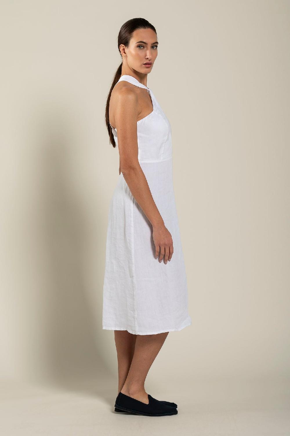 120% Lino Woman Crossover Neck Dress Black Friday