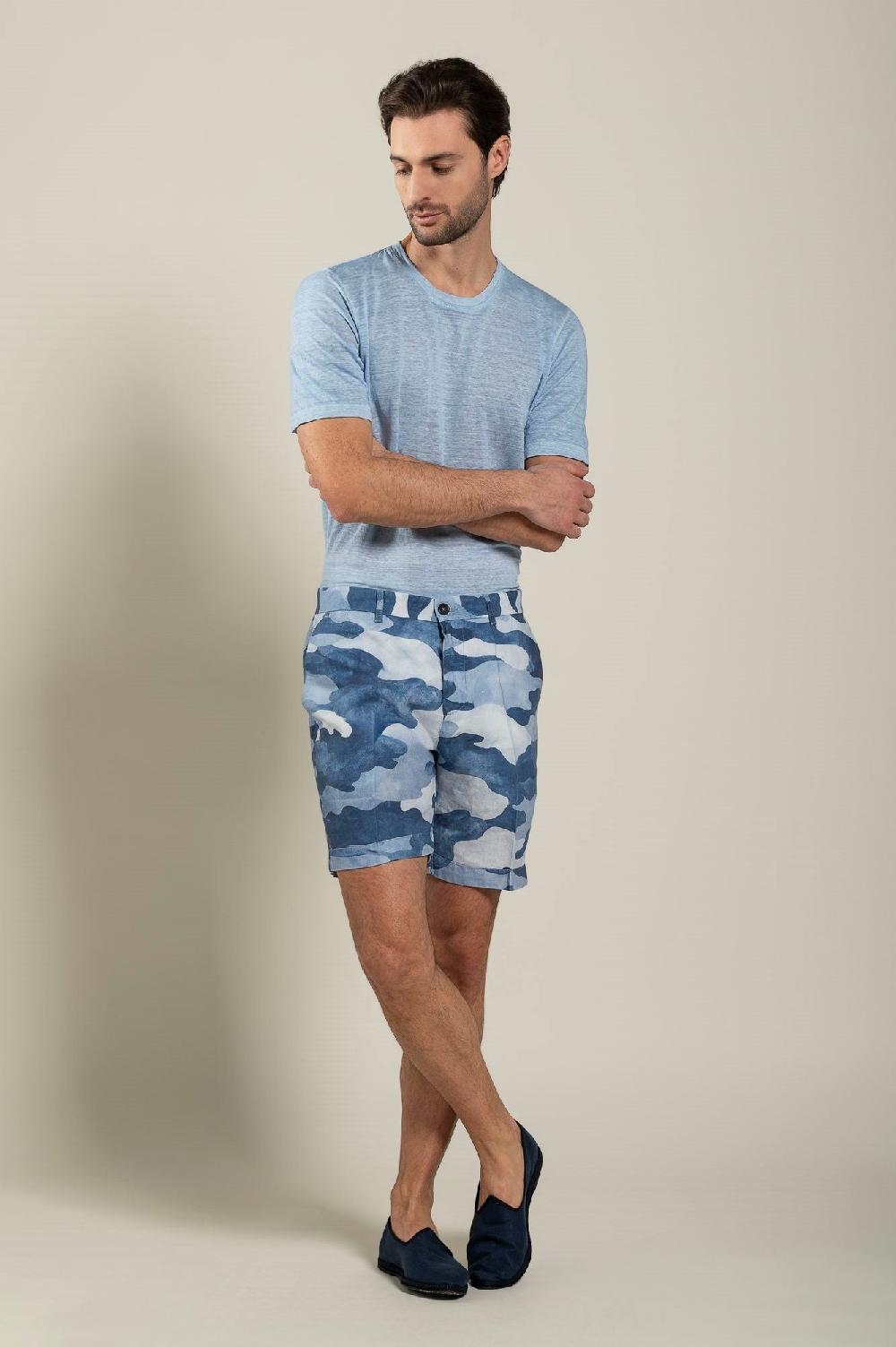 120% Lino Camo Bermuda Short Italia