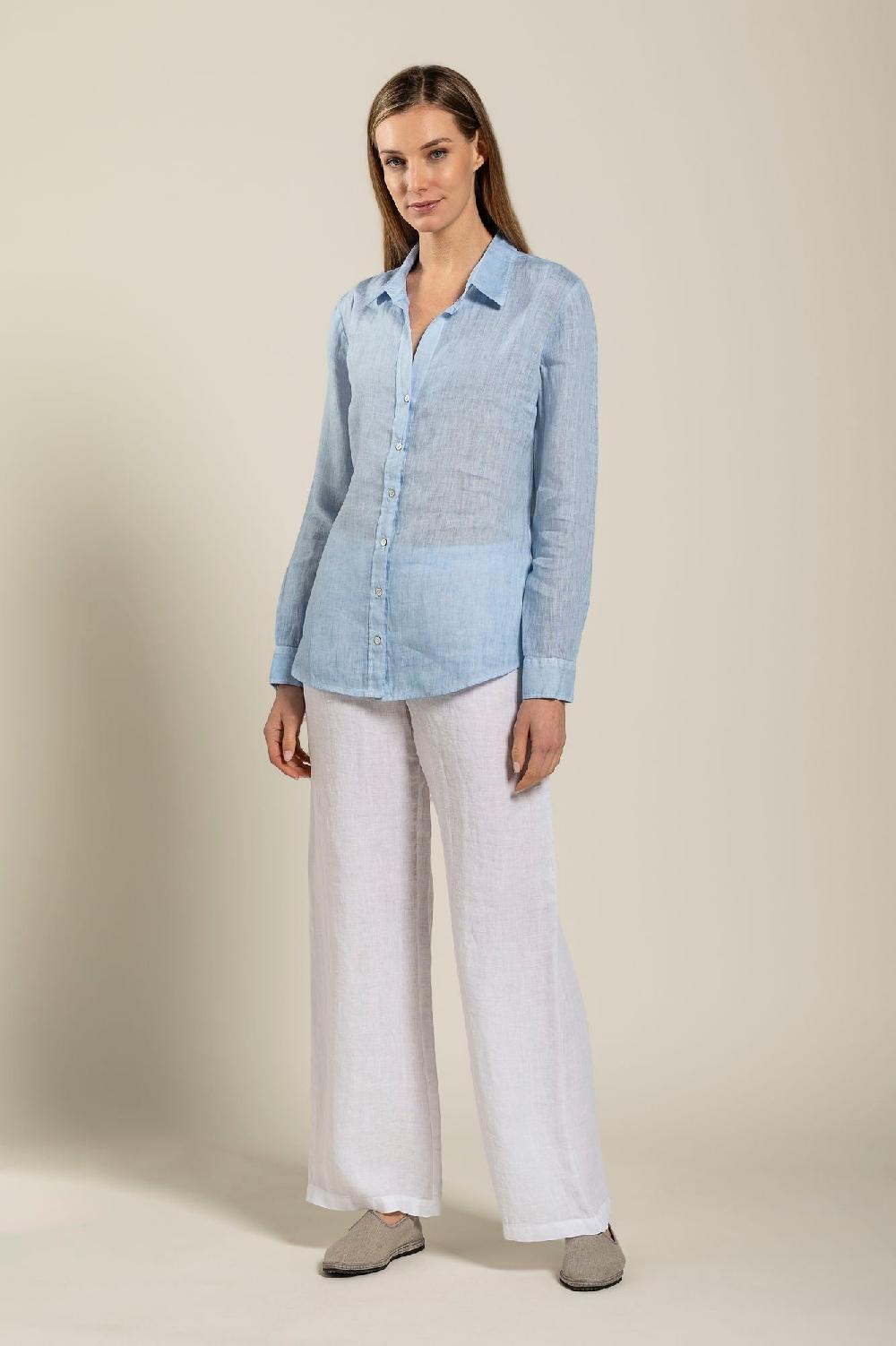 120% Lino Long Sleeve Woman Shirt Nuovo