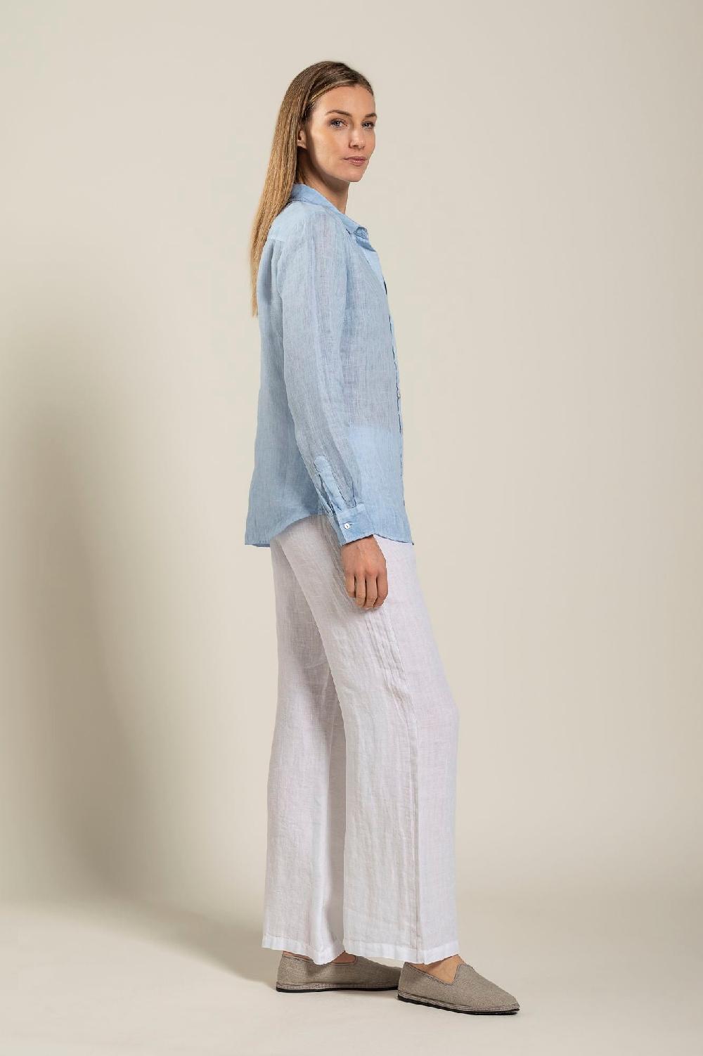 120% Lino Long Sleeve Woman Shirt Nuovo