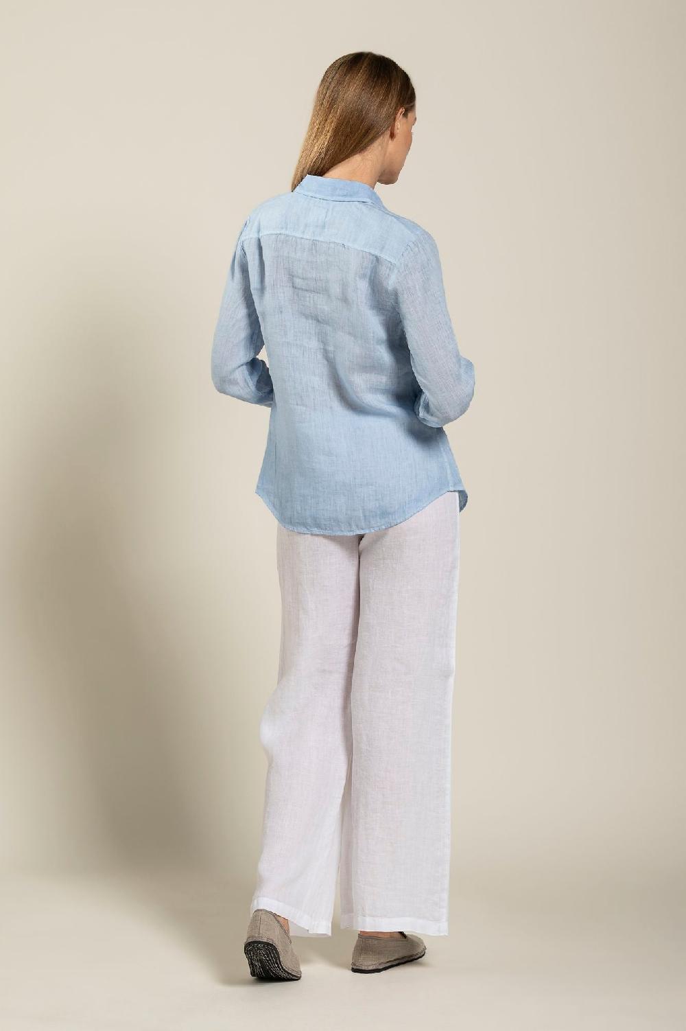 120% Lino Long Sleeve Woman Shirt Nuovo