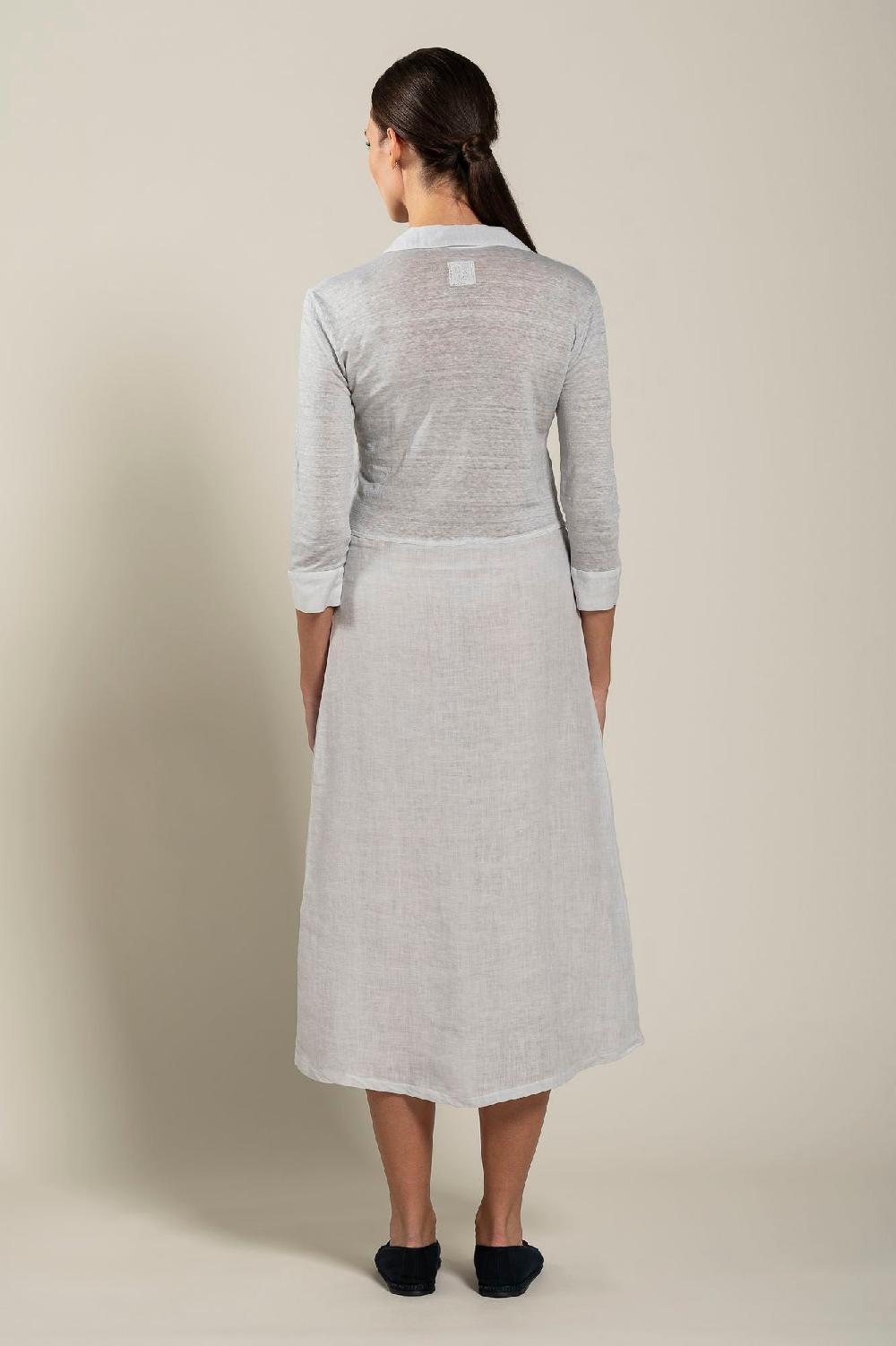 120% Lino Long Sleeve Woman Dress Vendita