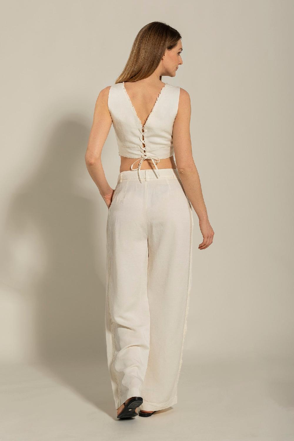 120% Lino Pant with Side Sequin Details Soddisfazione Garantita