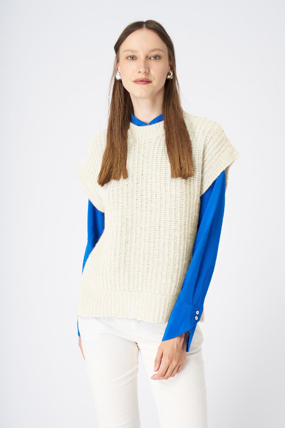 120% Lino Cashmere Blend Vest Consegna Veloce