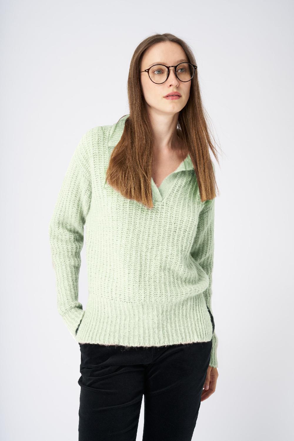 120% Lino V-Neck Collared Cashmere Blend Sweater Fino Al -60%