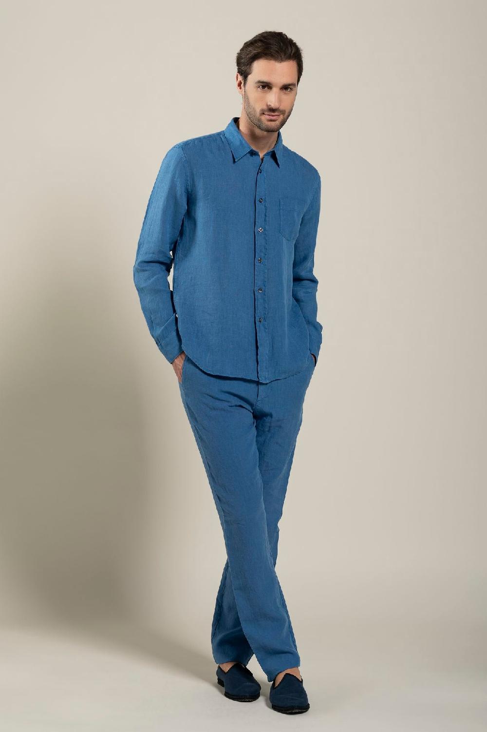 120% Lino Long Sleeve Regular Fit Man Shirt With Patch Pocket Affare Del Giorno