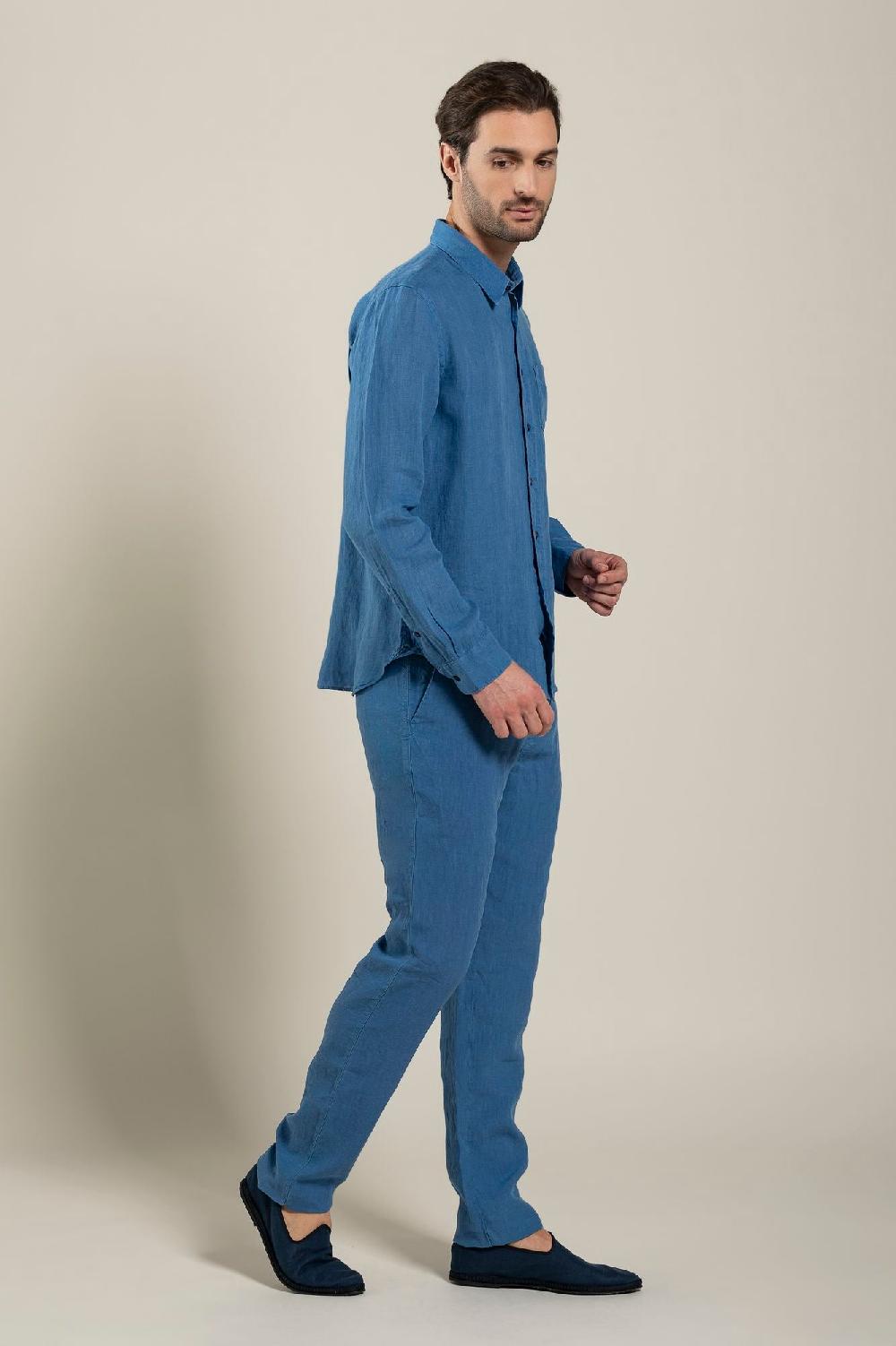 120% Lino Long Sleeve Regular Fit Man Shirt With Patch Pocket Affare Del Giorno