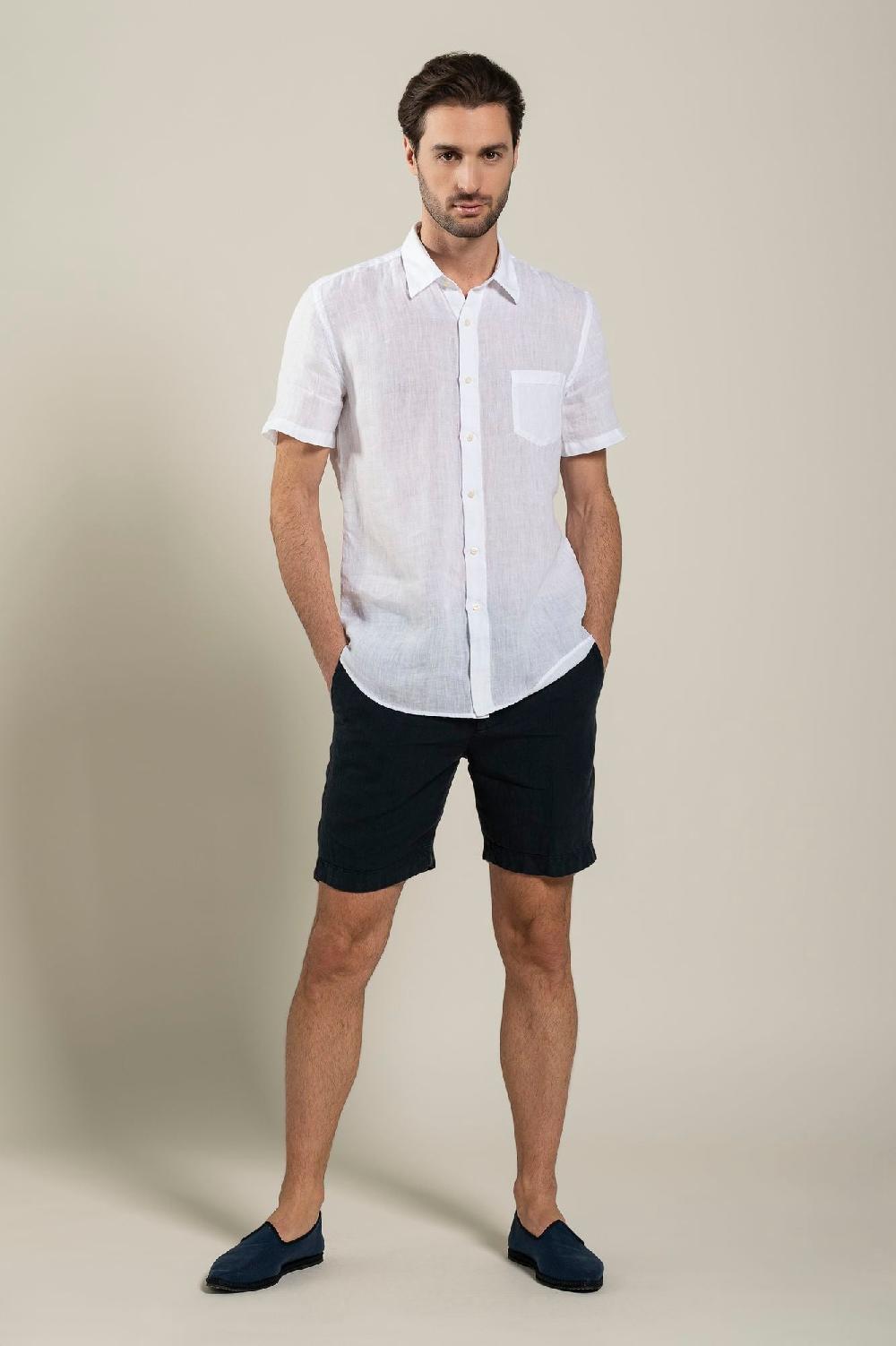 120% Lino Short Sleeve Regular Fit Man Shirt With Pocket Convenienza