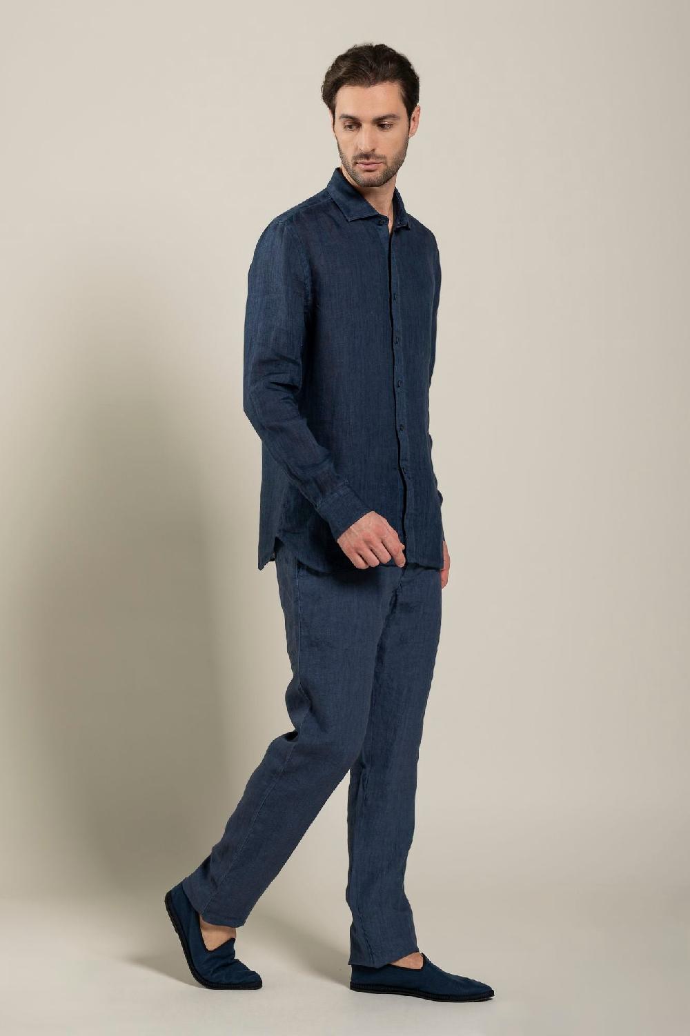 120% Lino Long Sleeve Man Classic Shirt Offerta