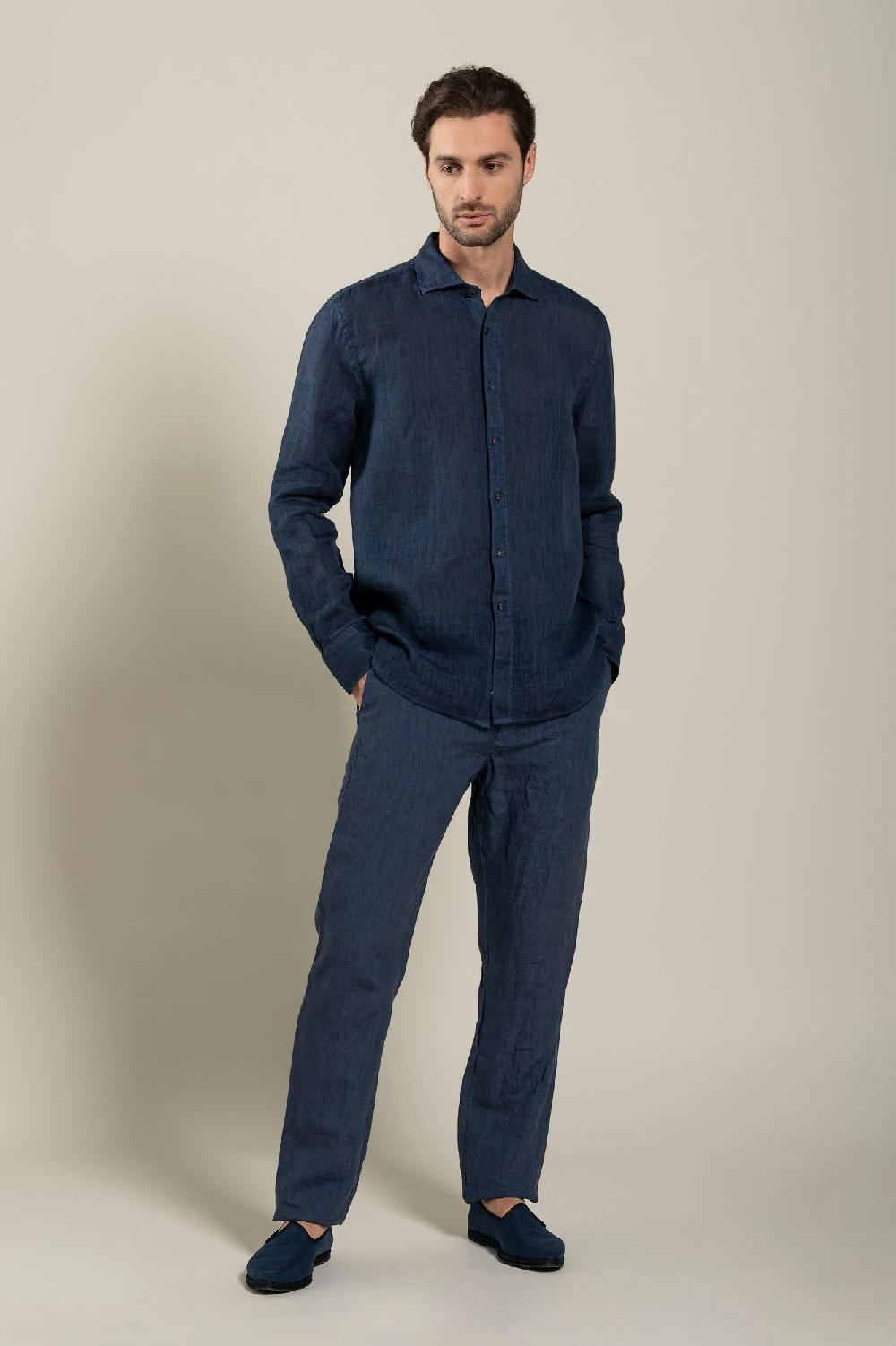 120% Lino Long Sleeve Man Classic Shirt Offerta