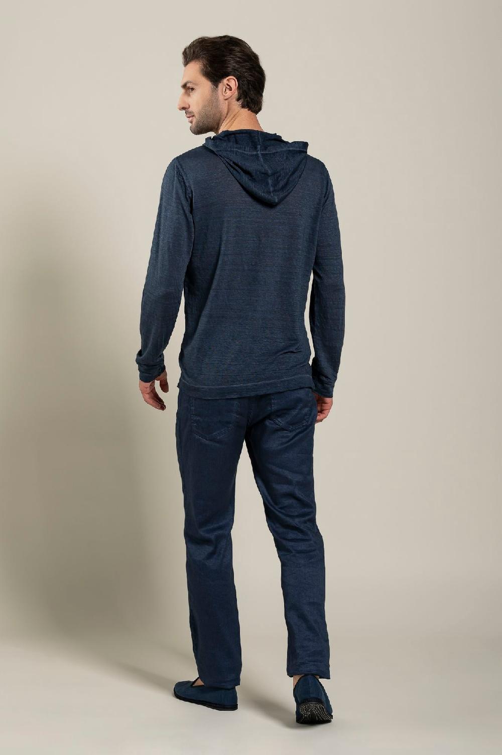120% Lino Long Sleeve Man T-Shirt With Buttons Online