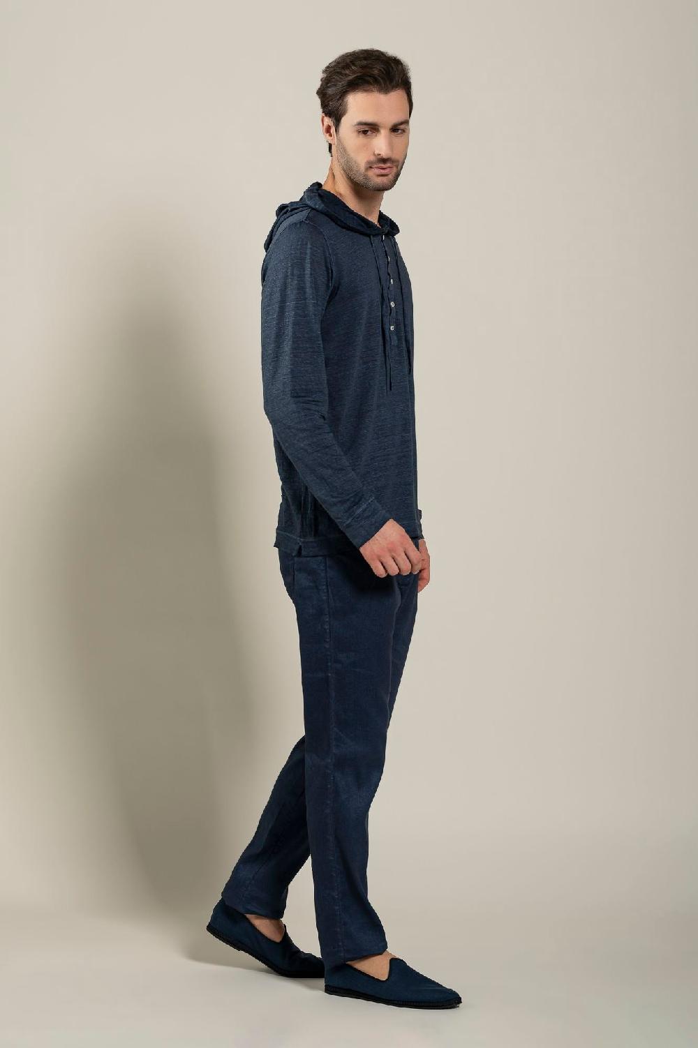 120% Lino Long Sleeve Man T-Shirt With Buttons Online