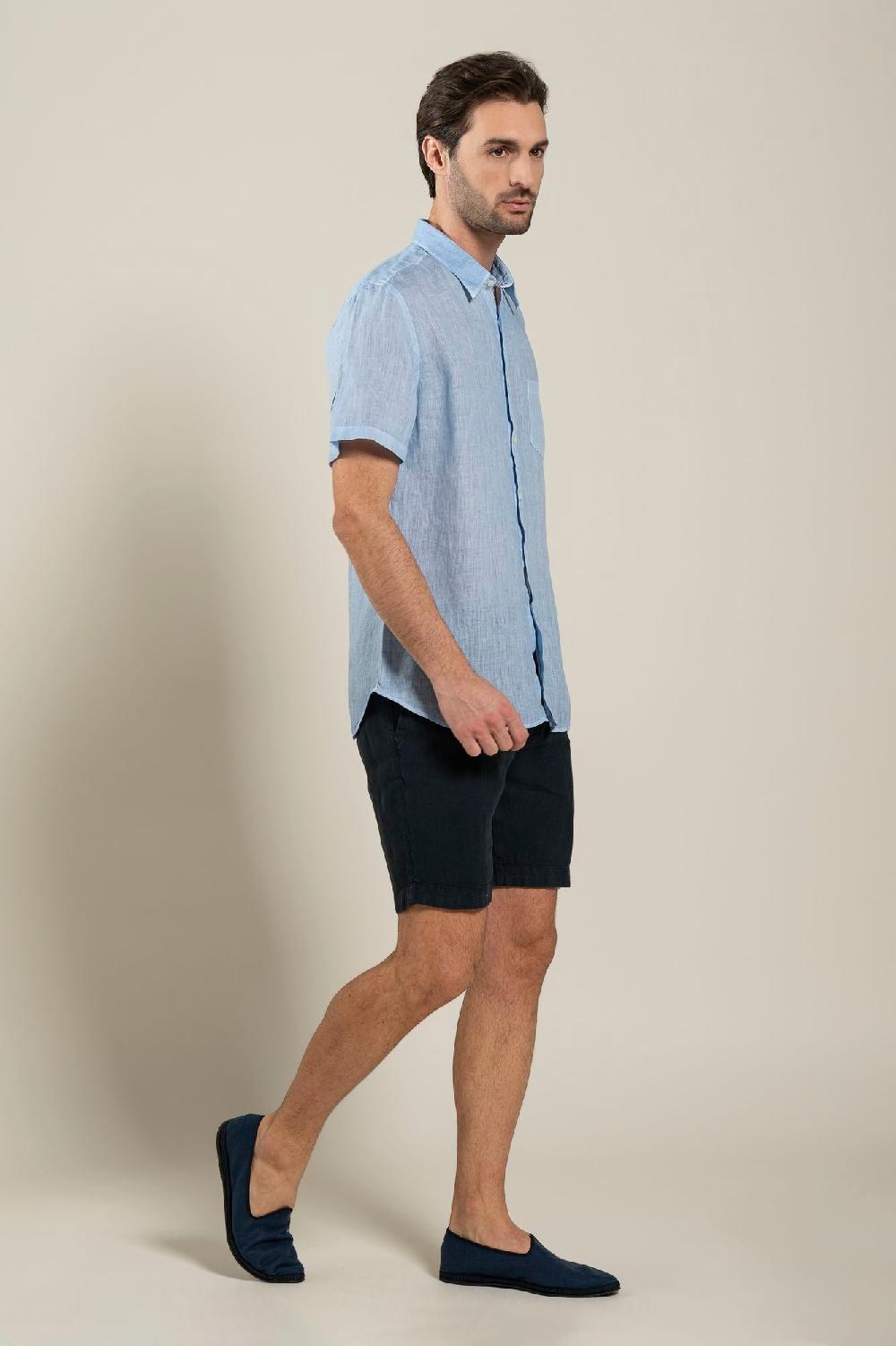 120% Lino Short Sleeve Regular Fit Man Shirt In Vendita