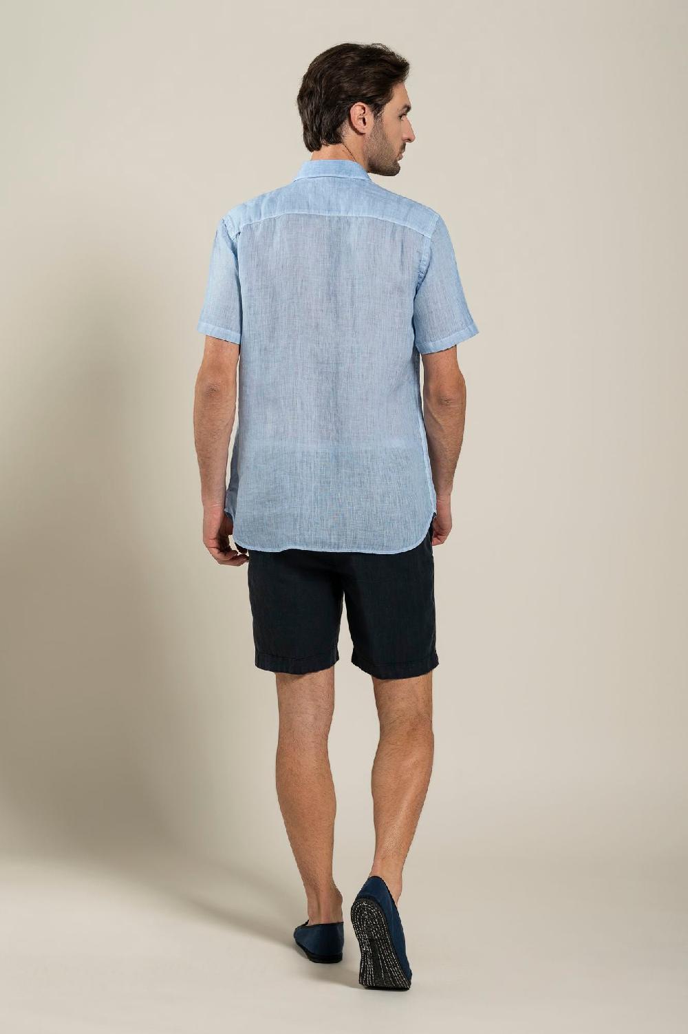 120% Lino Short Sleeve Regular Fit Man Shirt In Vendita