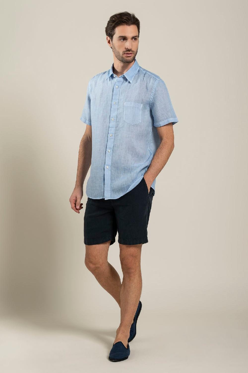 120% Lino Short Sleeve Regular Fit Man Shirt In Vendita