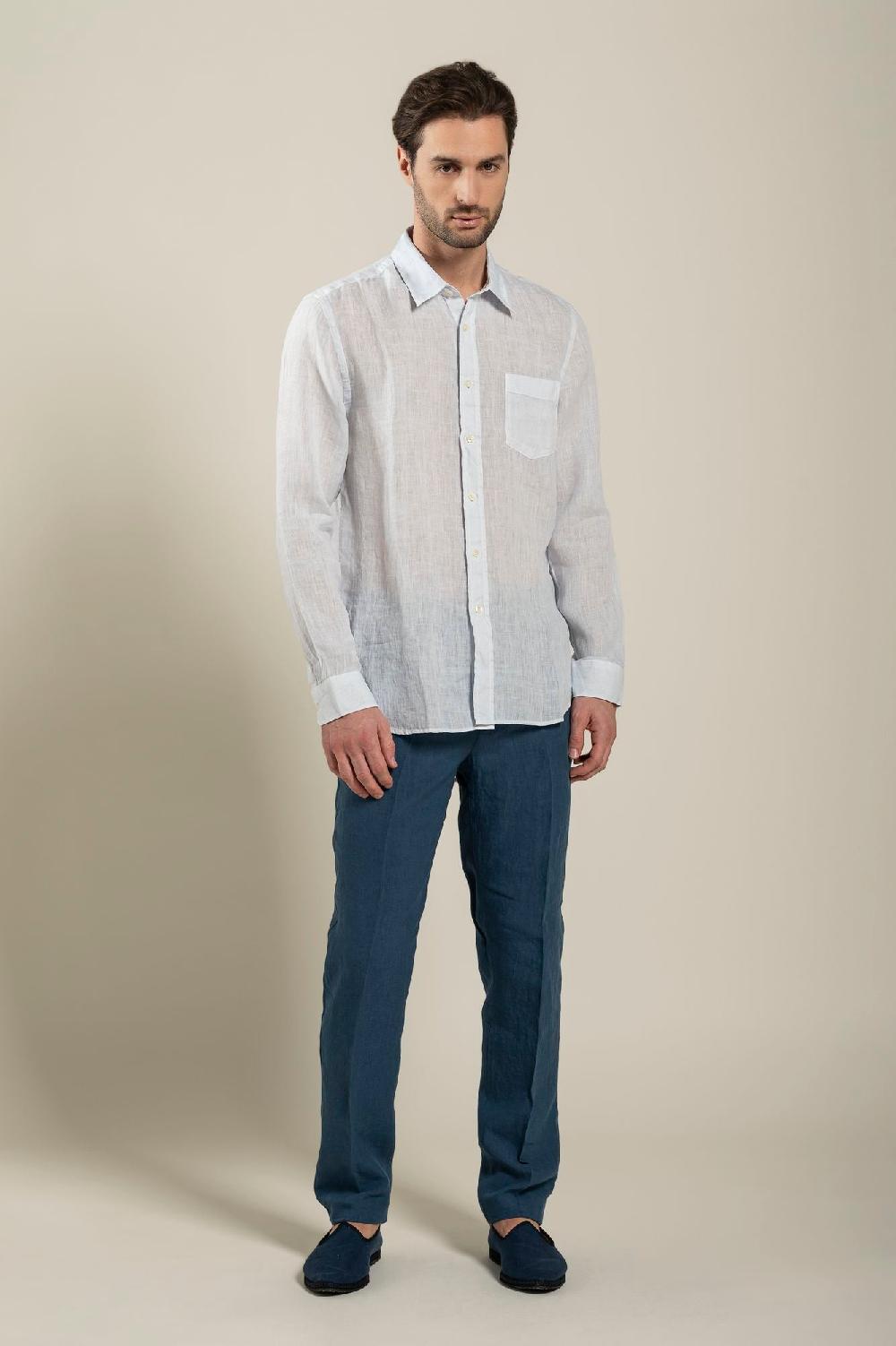 120% Lino Long Sleeve Regular Fit Man Shirt With Pocket Offerte
