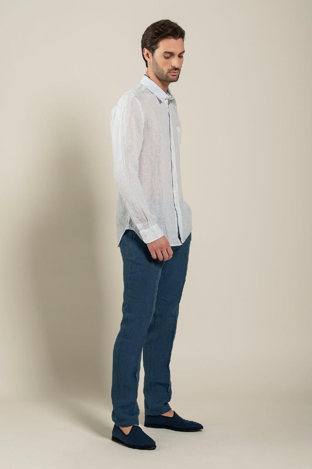 120% Lino Long Sleeve Regular Fit Man Shirt With Pocket Offerte