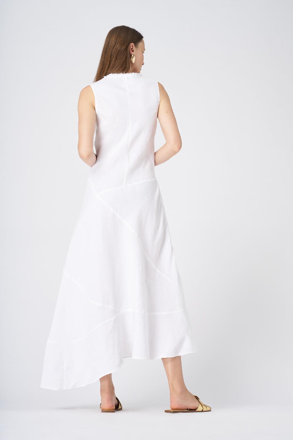 120% Lino Asymmetrical Hem Linen Maxi Dress Vendita Calda