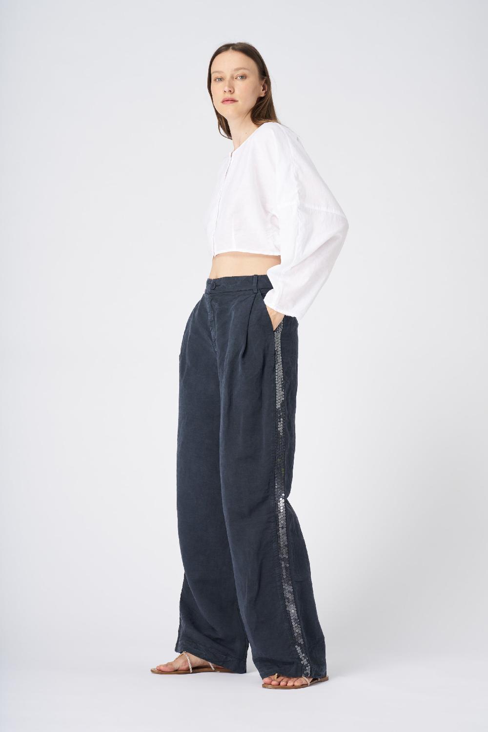 120% Lino Cropped Button-Down Linen Shirt Saldi Di Fabbrica