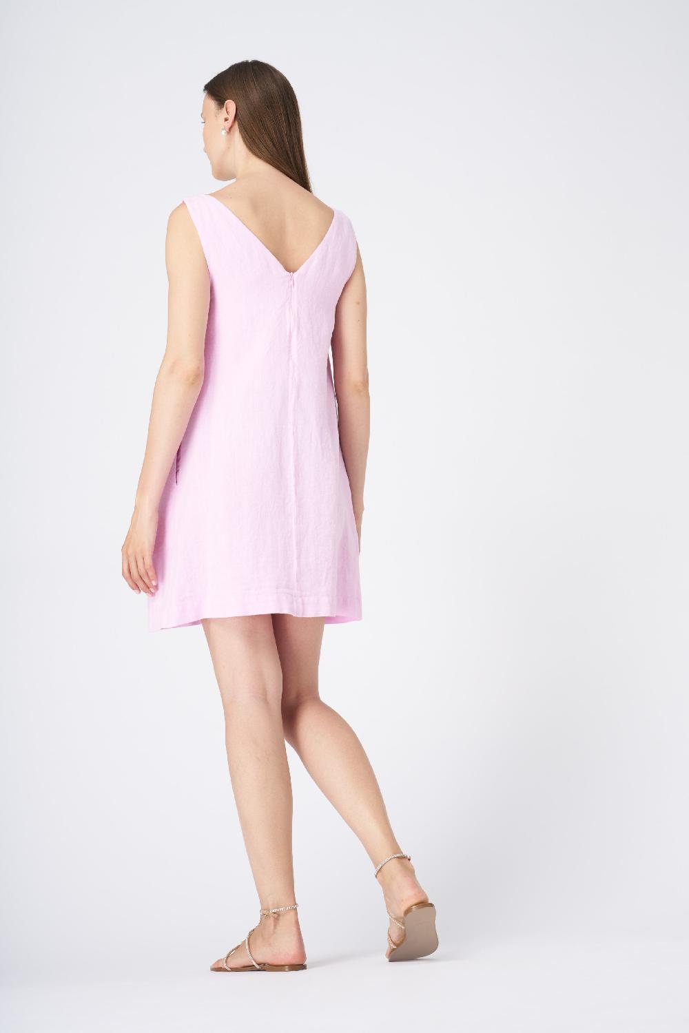 120% Lino Sleeveless A-Line Linen Shift Dress Negozio