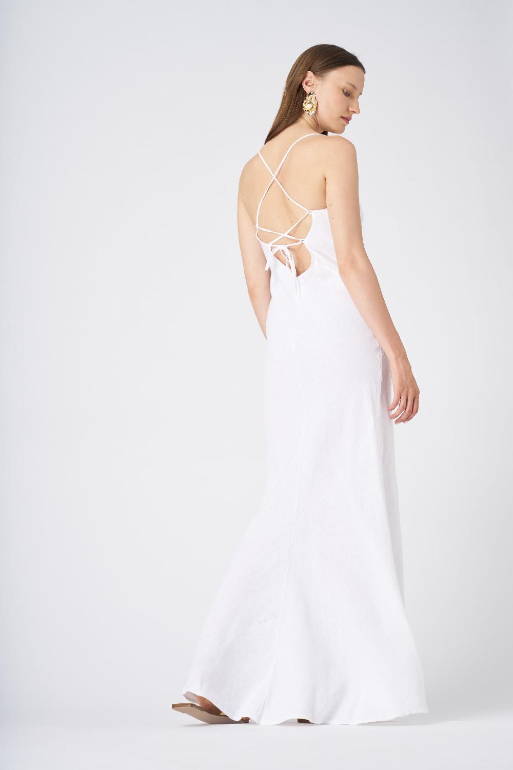 120% Lino Slip Dress In Saldo