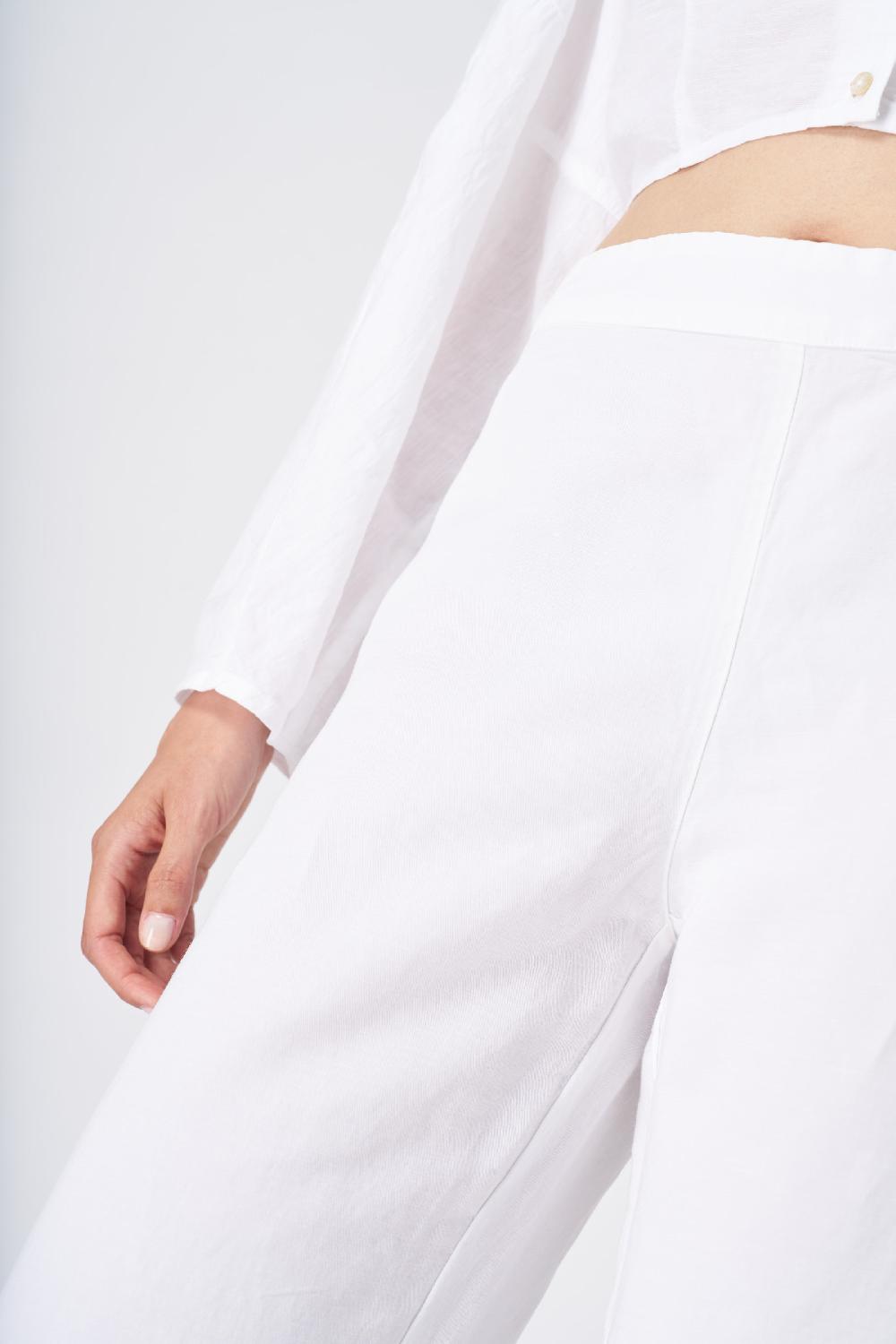 120% Lino Wide-Leg High-Waisted Linen Pants Moda