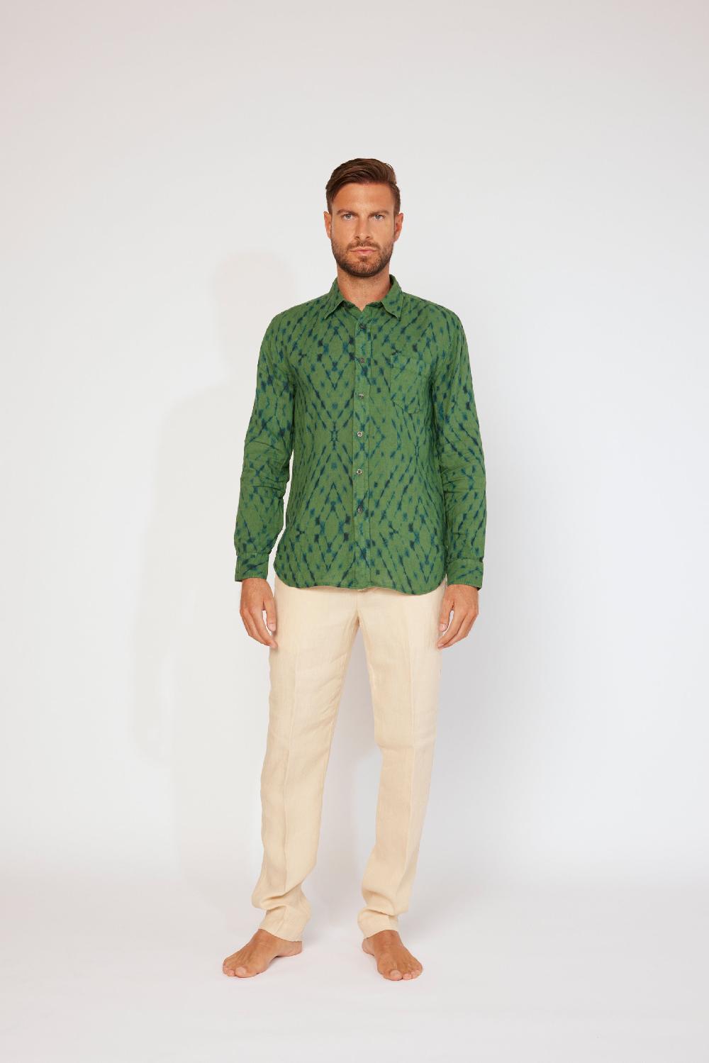 120% Lino Long Sleeve Slim Fit Shirt In vendita