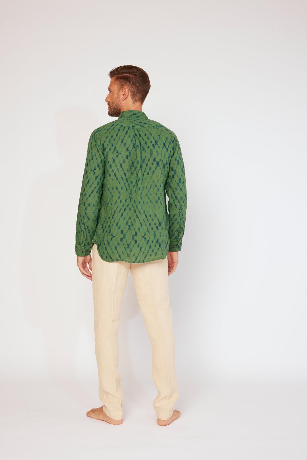 120% Lino Long Sleeve Slim Fit Shirt In vendita