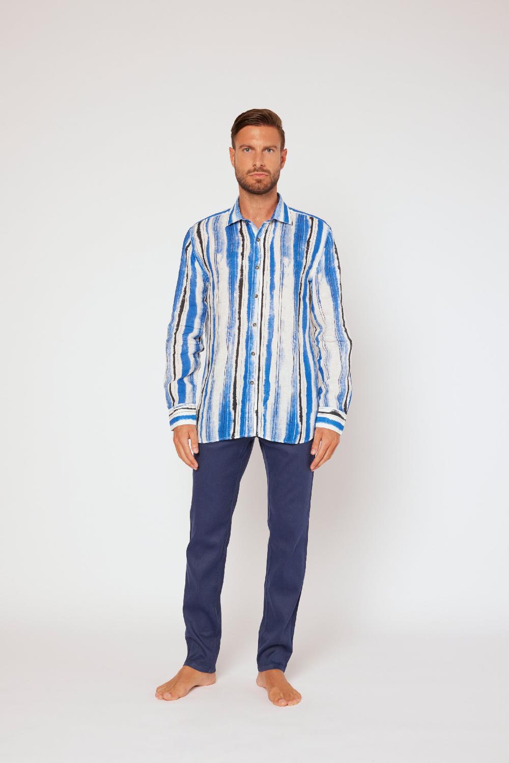 120% Lino Long sleeve slim fit shirt 2025