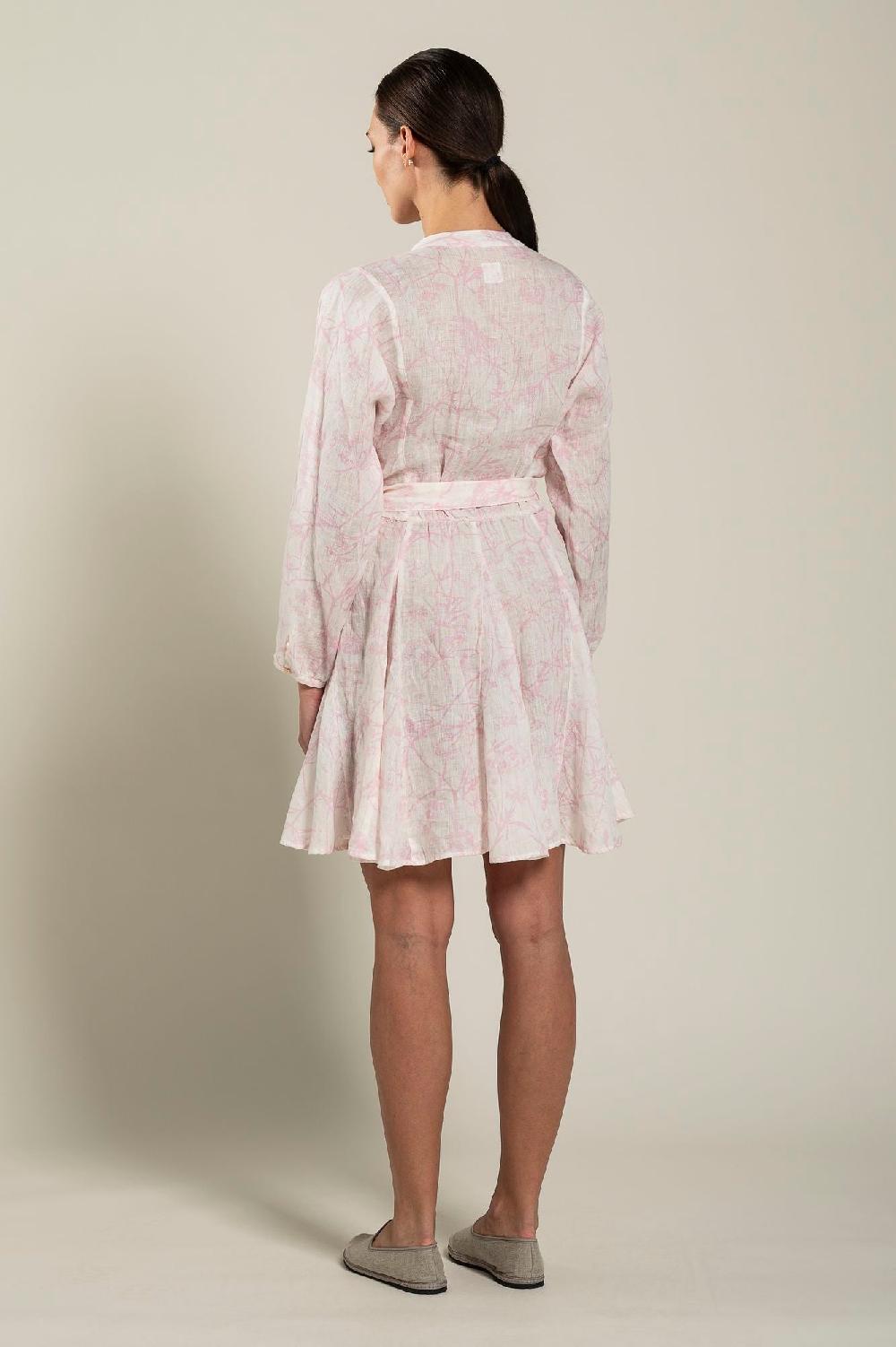 120% Lino Floral Patterned Dress With Belt Qualità