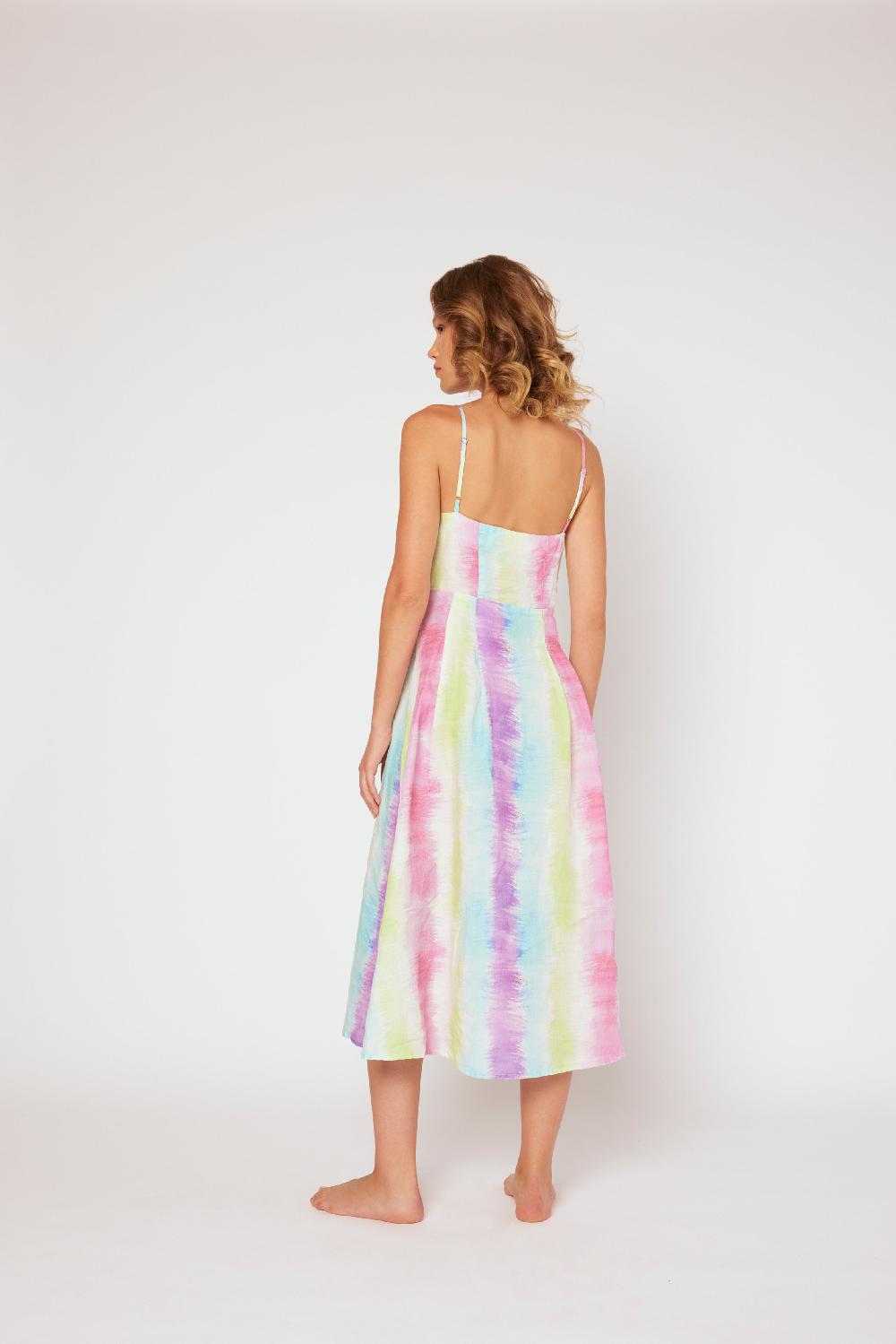 120% Lino Tie-dye Dress Vendita
