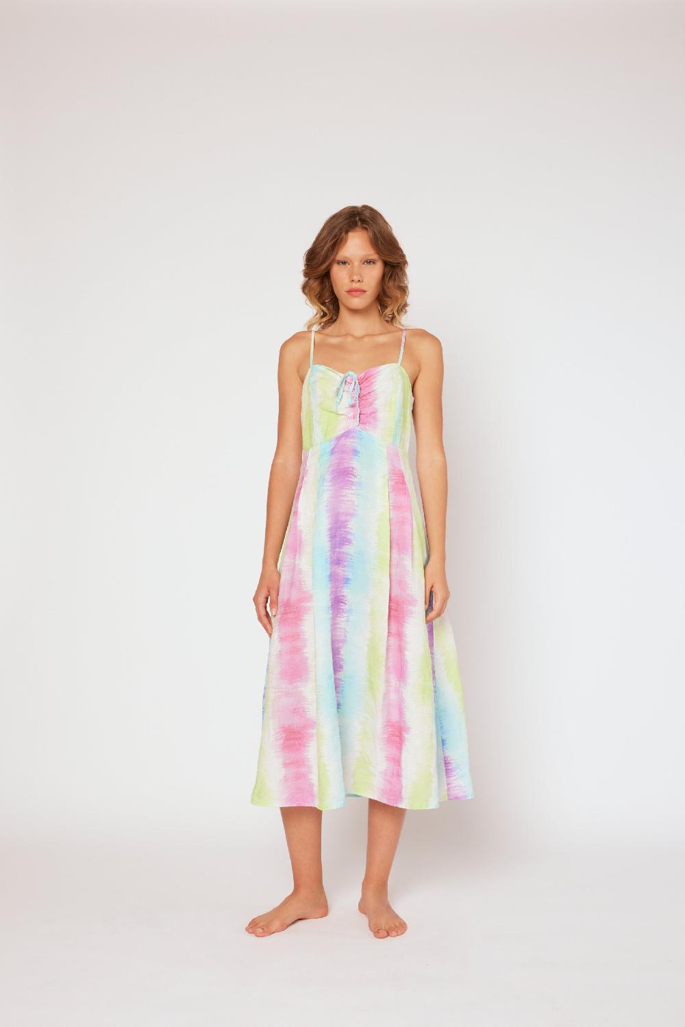 120% Lino Tie-dye Dress Vendita