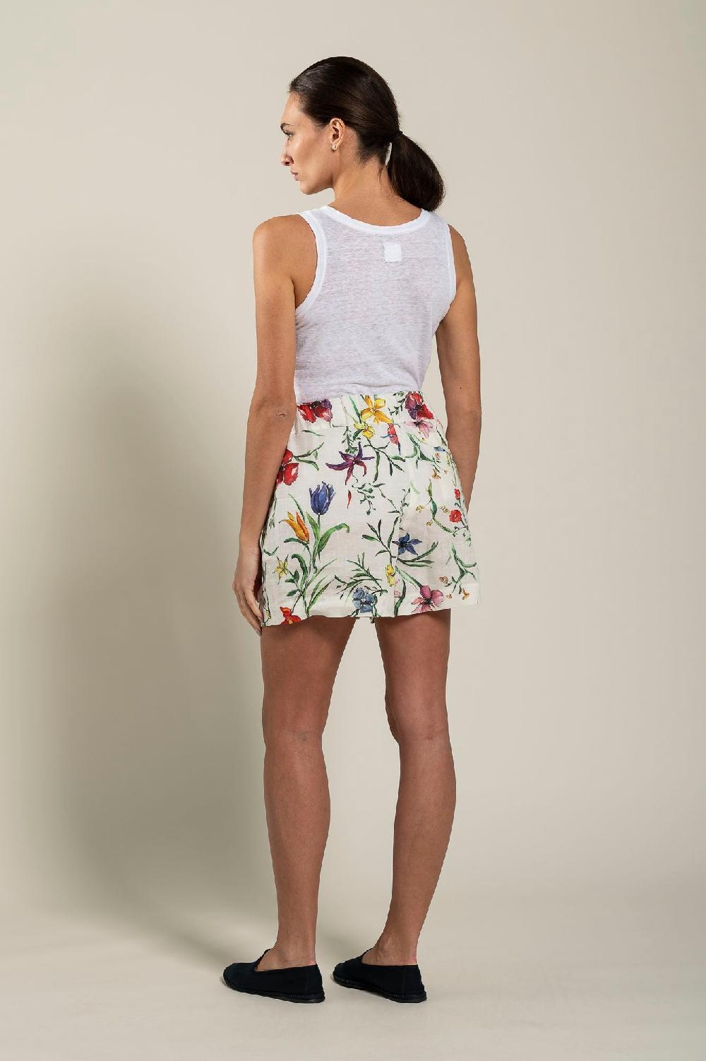 120% Lino Woman Provance Print Short Qualità Garantita