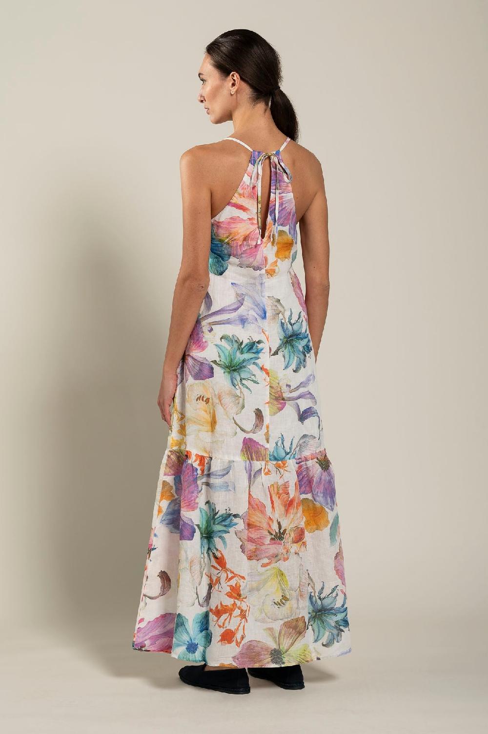120% Lino Floral Print Maxi Dress Acquista Ora