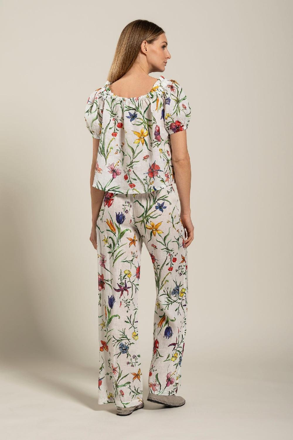 120% Lino Woman Provance Print Blouse Fino Al -60%