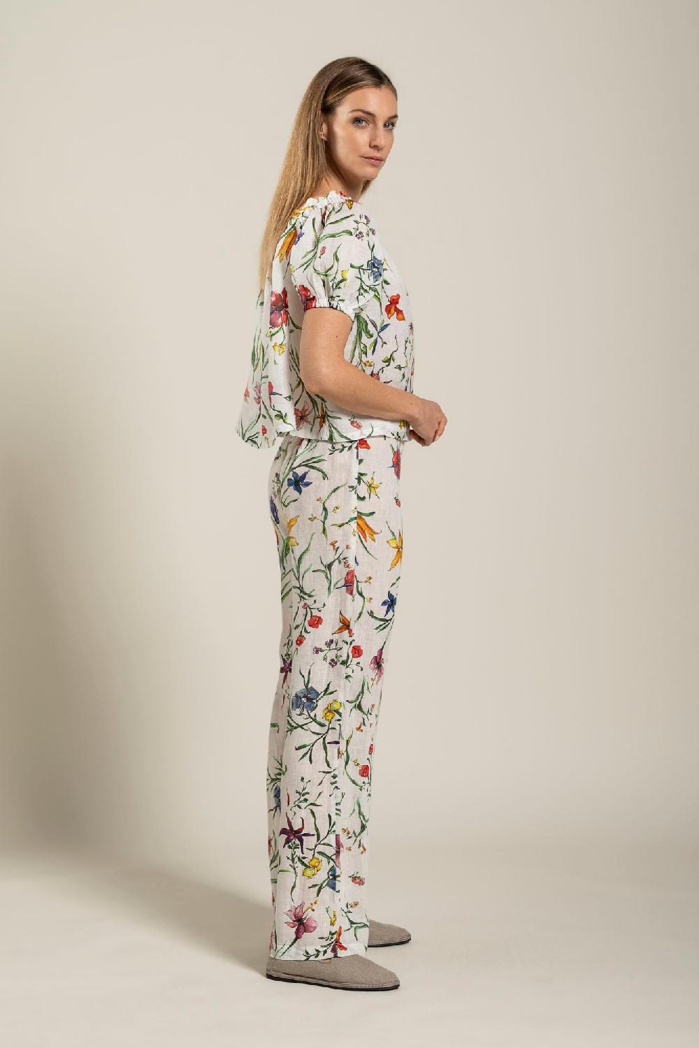 120% Lino Woman Provance Print Blouse Fino Al -60%