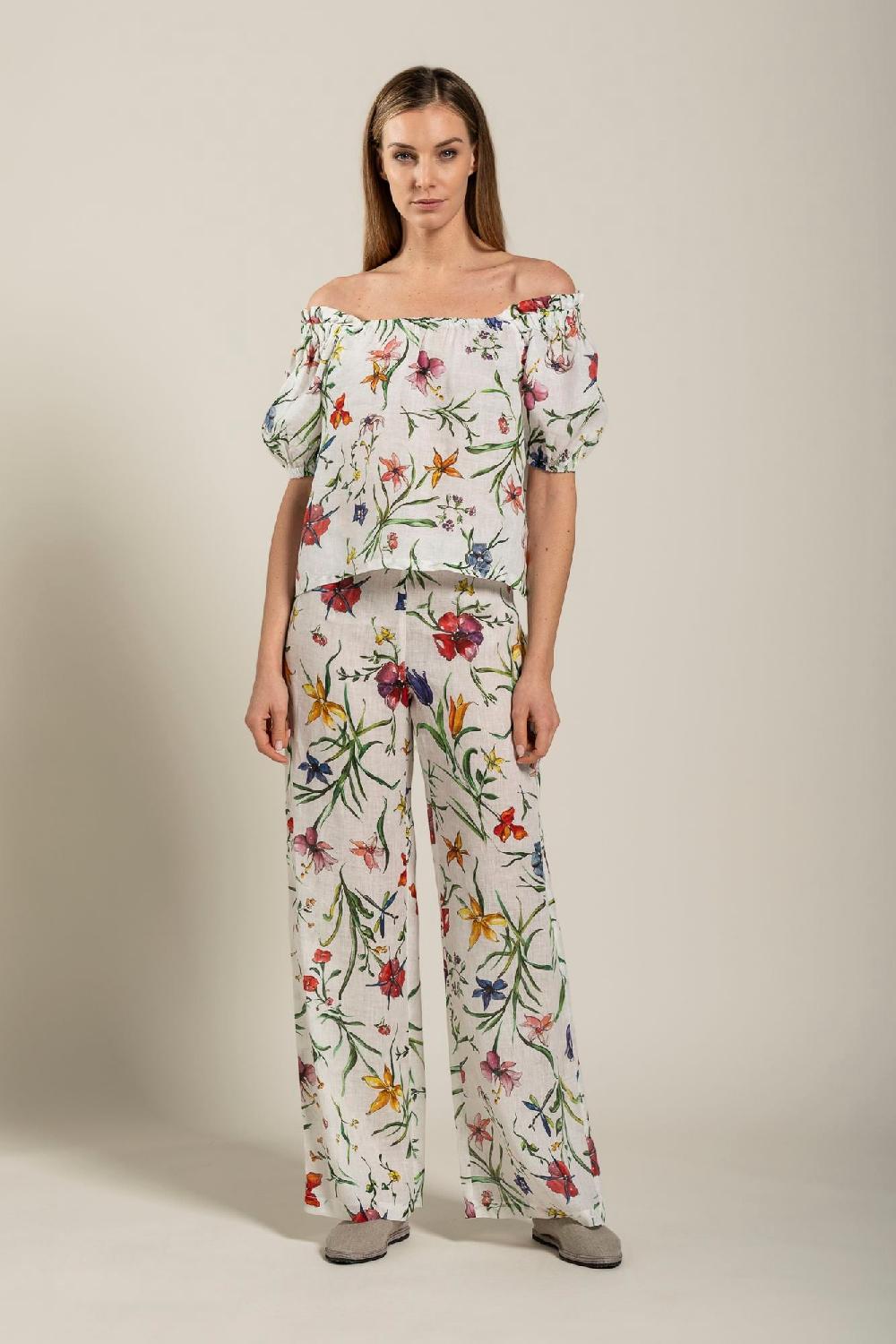 120% Lino Woman Provance Print Blouse Fino Al -60%